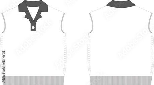 High neck vest flat sketch drawing 