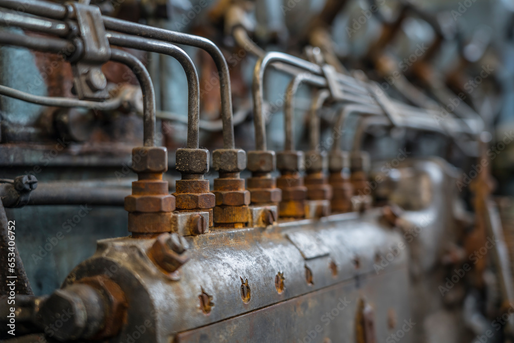 detail of an old diesel engine