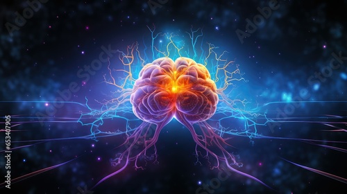 background brain synapse scan illustration idea technology, system abstract, artificial medical background brain synapse scan
