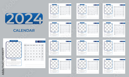 vector 2024 new year calendar template perfect for office desk vector