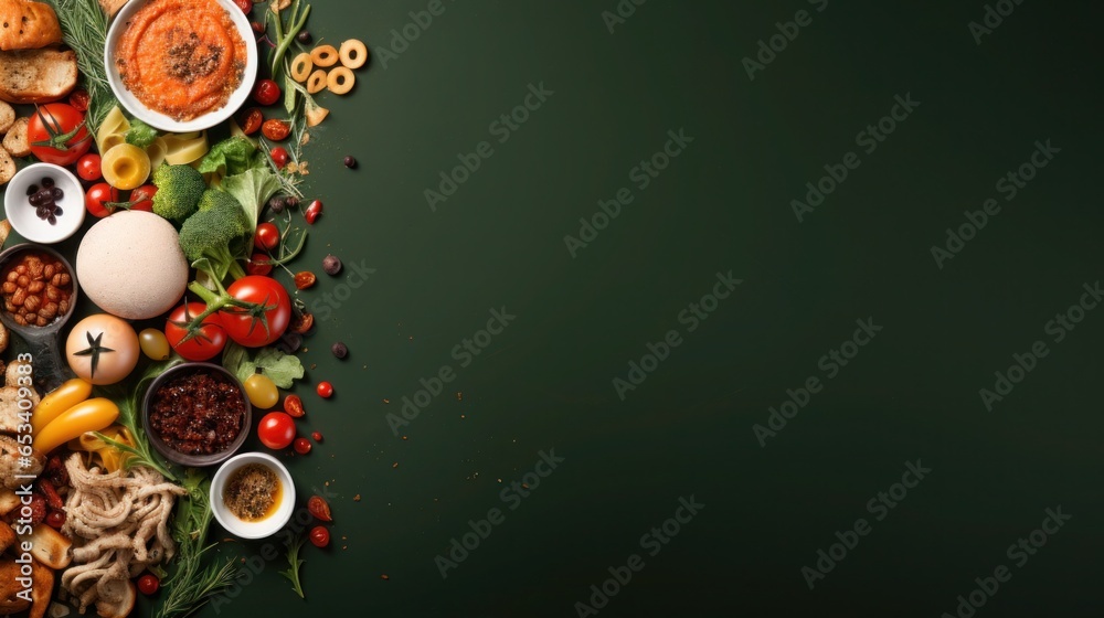 Food on a Background with Space for Copy