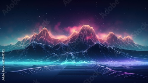 background voxel mountain landscape illustration design perspective, terrain view, panorama digital background voxel mountain landscape photo
