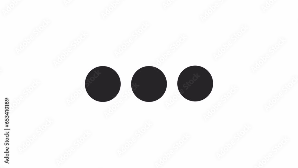 Three dots jumping slightly bw 2D element animation. Line of dots hopping outline flat ui element cartoon 4K video, alpha channel. Bouncing balls, spots animated loader isolated on white background