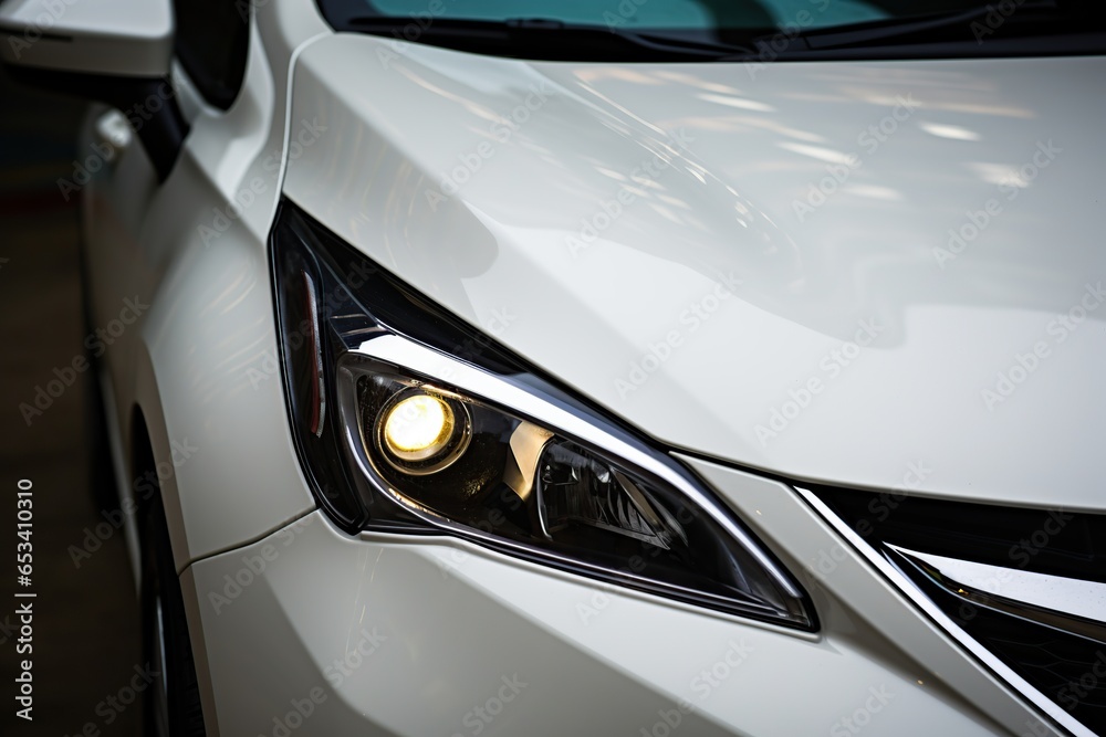 Headlights of a new modern car, closeup