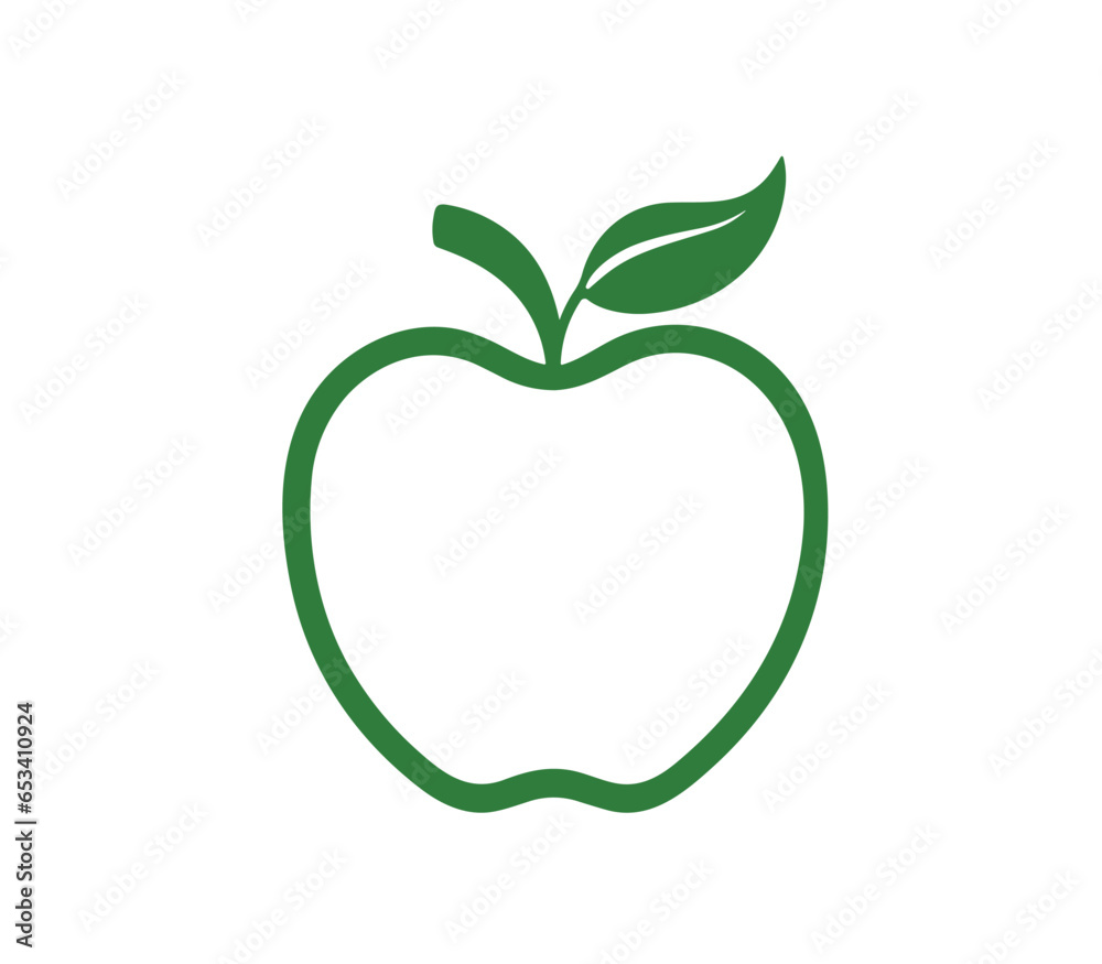 Apple with green leaf for logo design green fruit Vector illustration PNG on white background Apple with green leaf for logo design green fruit Vector illustration PNG on white background