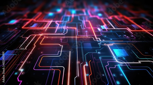 digital technology circuit lines illustration modern tech, abstract light, line communication digital technology circuit lines