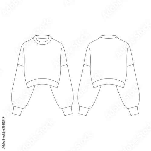template ballon slevee cropped sweater vector illustration flat design outline clothing collection