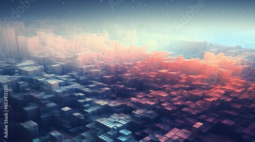 abstract voxel data flow illustration wave science, background 3d, digital audio abstract voxel data flow