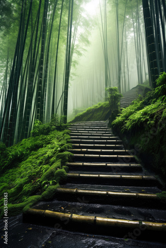 Bamboo forest with steep mo...