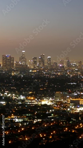 Wallpaper Mural Vertical time lapse night view of downtown Los Angeles in Southern California. Torontodigital.ca