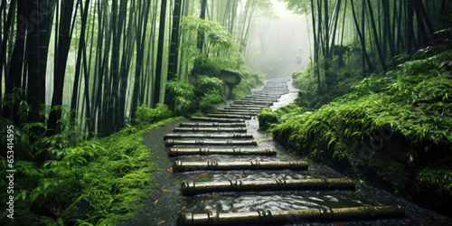 Bamboo forest with steep mo...