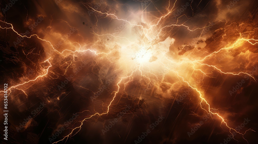 electric lightning collision powerful illustration background power, light blast, electricity thunder electric lightning collision powerful - obrazy, fototapety, plakaty 