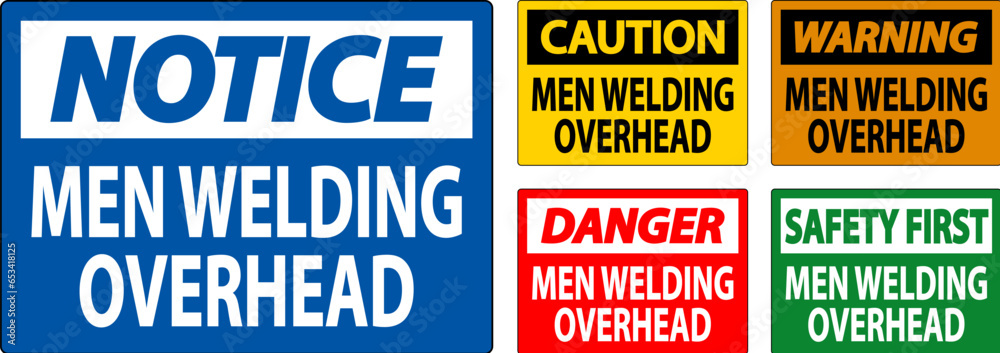 Danger Sign Men Welding Overhead Danger Sign Men Welding Overhead