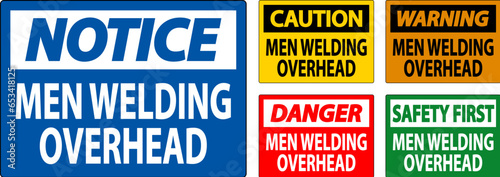 Danger Sign Men Welding Overhead