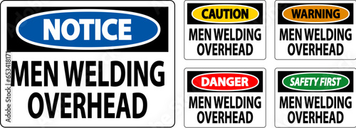 Danger Sign Men Welding Overhead