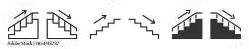 Stairs up and down icon set. Vector illustration