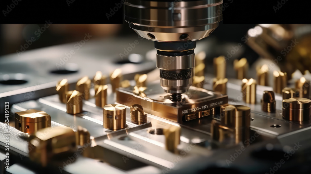 Close-up view of a CNC machine cutting metal with modern processing technology