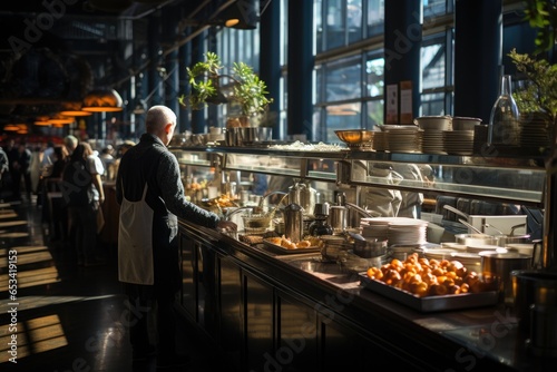 Purious morning: queue in the cafeteria, all eager for espresso before work., generative IA © Lindamar