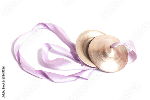 Hand cymbals isolated on white background. photo