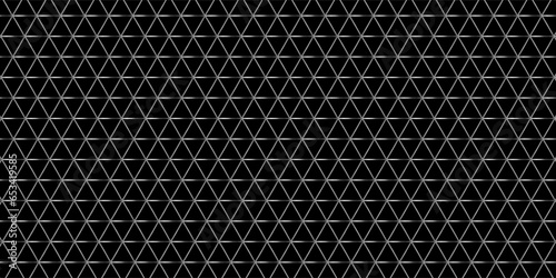 Dark grey abstract wide horizontal banner with hexagon carbon fiber grid and orange luminous lines. Technology vector background with orange neon lines