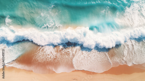 Waves crashing on a sandy beach