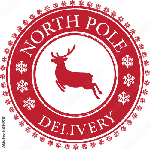 Christmas Postal Rubber Stamp. North Pole Delivery