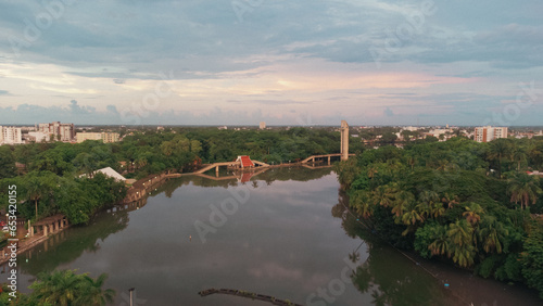 Vista aérea del Parque Tomás Garrido Canabal en Villahermosa Tabasco. Área natural de la Laguna de las ilusiones.