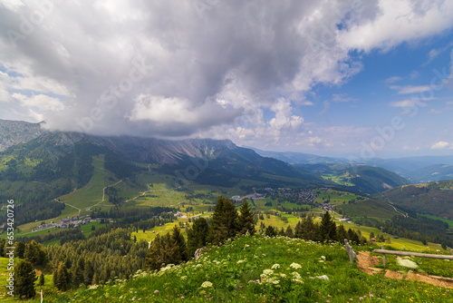 A view of the Dolomites and the countryside into Val di Fassa