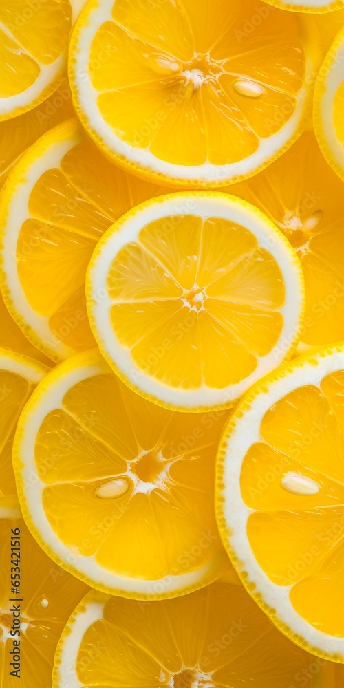 Summer Refreshment: Yellow Lemon Slices as a Vibrant Fruit Background