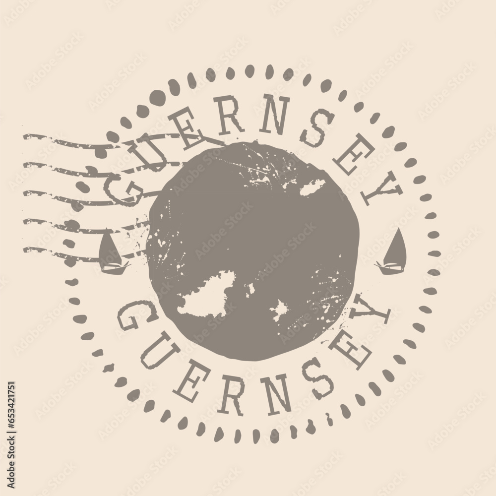 Stamp Postal of Guernsey. Map Silhouette rubber Seal. Design Retro Travel. Seal of Map Guernsey grunge for your design. EPS10 Stamp Postal of Guernsey. Map Silhouette rubber Seal. Design Retro Travel. Seal of Map Guernsey grunge for your design. EPS10