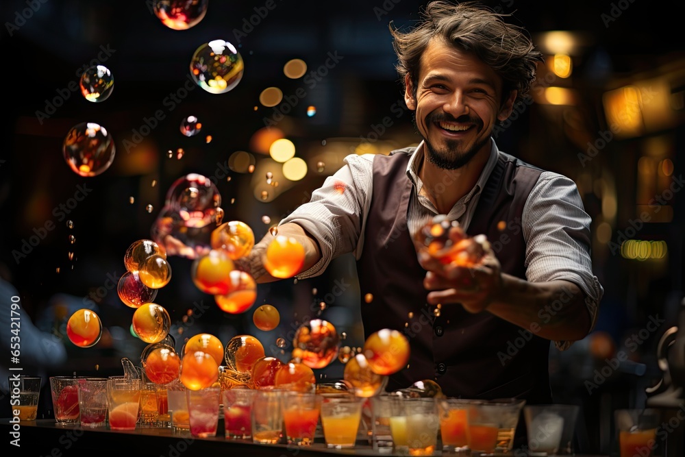 BARMAN SKILLING MAKES COOTERS WITH COOTERS IN SPECIAL EVENT., generative IA BARMAN SKILLING MAKES COOTERS WITH COOTERS IN SPECIAL EVENT., generative IA