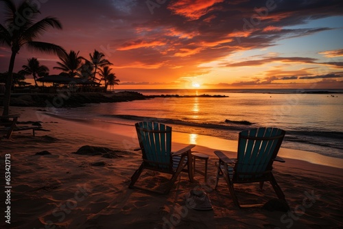 Dourada beach, colorful cocktails, serene sunset., generative IA photo