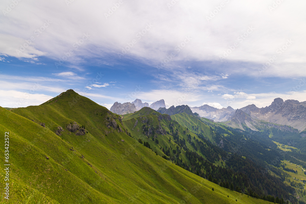 A view of the Dolomites and the countryside into Val di Fassa