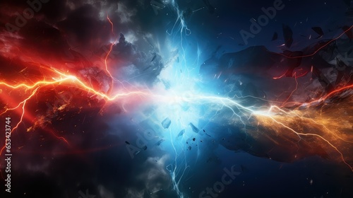 electric lightning collision powerful illustration background power, light blast, electricity thunder electric lightning collision powerful photo