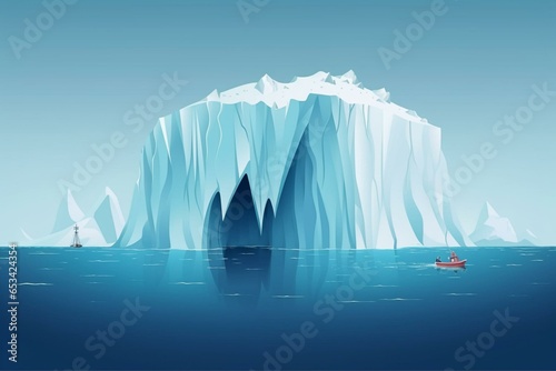 Illustration of iceberg - hidden danger and global warming concept. Generative AI