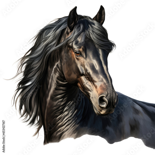  Black stallion face shot on transparent background