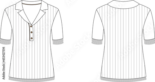 Ribbed short sleeve flat sketch