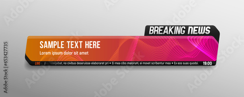 Breaking news. Lower third for news header. Vector template for your design.