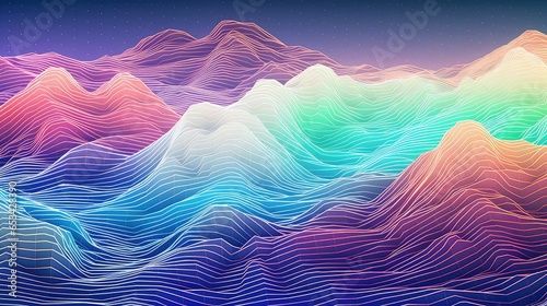 3d wireframe landscape topographic illustration abstract mountain, grid topography, earth surface 3d wireframe landscape topographic photo