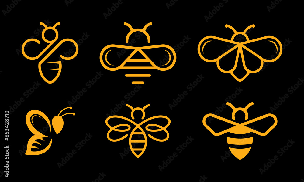 Set of honey bee animals logo design with creative element Premium Vector
 - obrazy, fototapety, plakaty 
