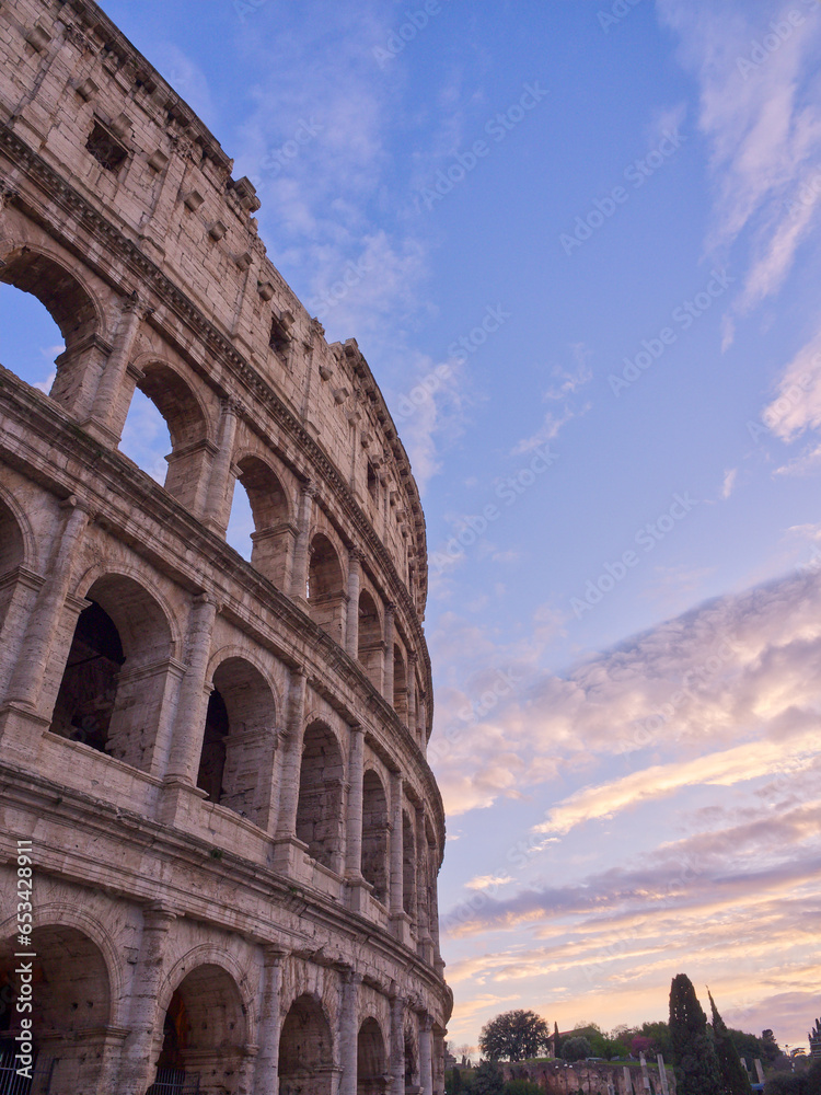 Facade of the Colosseum of Rome, Italy