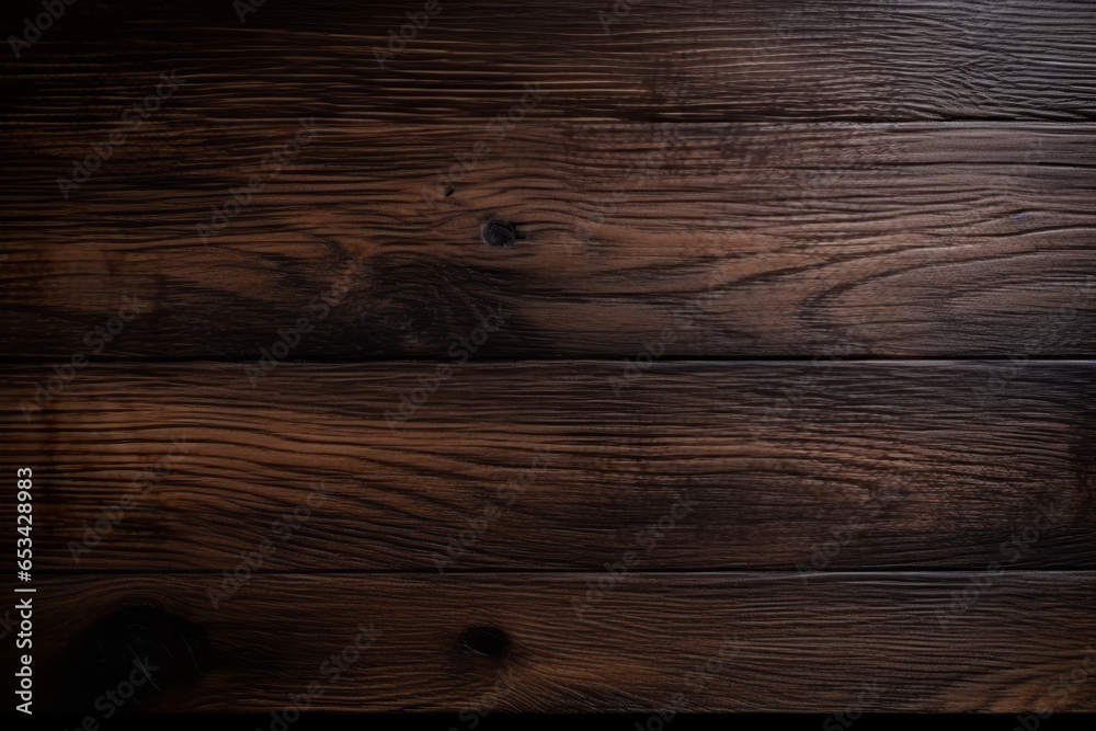 Mesa de madera, listones de madera oscura envejecida. - obrazy, fototapety, plakaty 