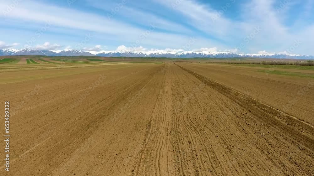 Spring sowing work. Equipment sows wheat Spring sowing work. Equipment sows wheat