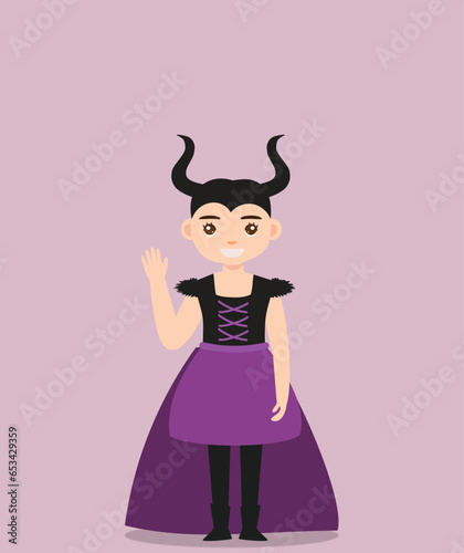 girl in devil costume at halloween party