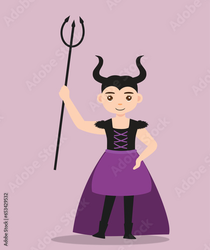 girl in devil costume at halloween party