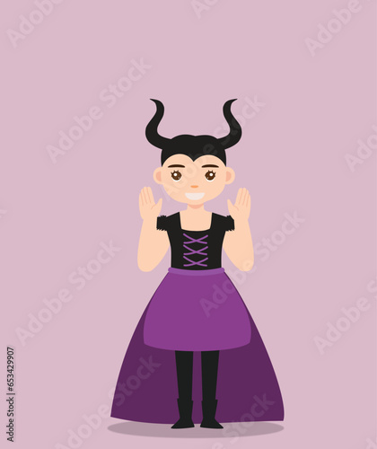 girl in devil costume at halloween party