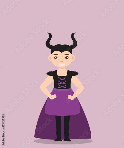 girl in devil costume at halloween party