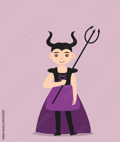 girl in devil costume at halloween party