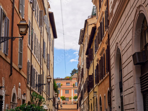 Street view building facades, Rome, Italy