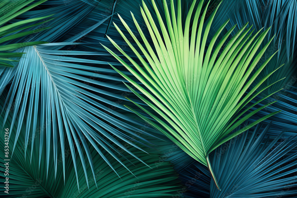Obraz premium Closeup of tropical palm leaves pattern